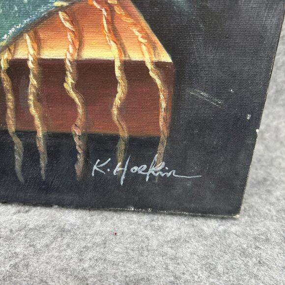 Vtg Southwestern Still Life Painting K. Hoskin Native American Pottery Blanket - Picture 2 of 11